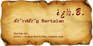 Ördög Bertalan névjegykártya